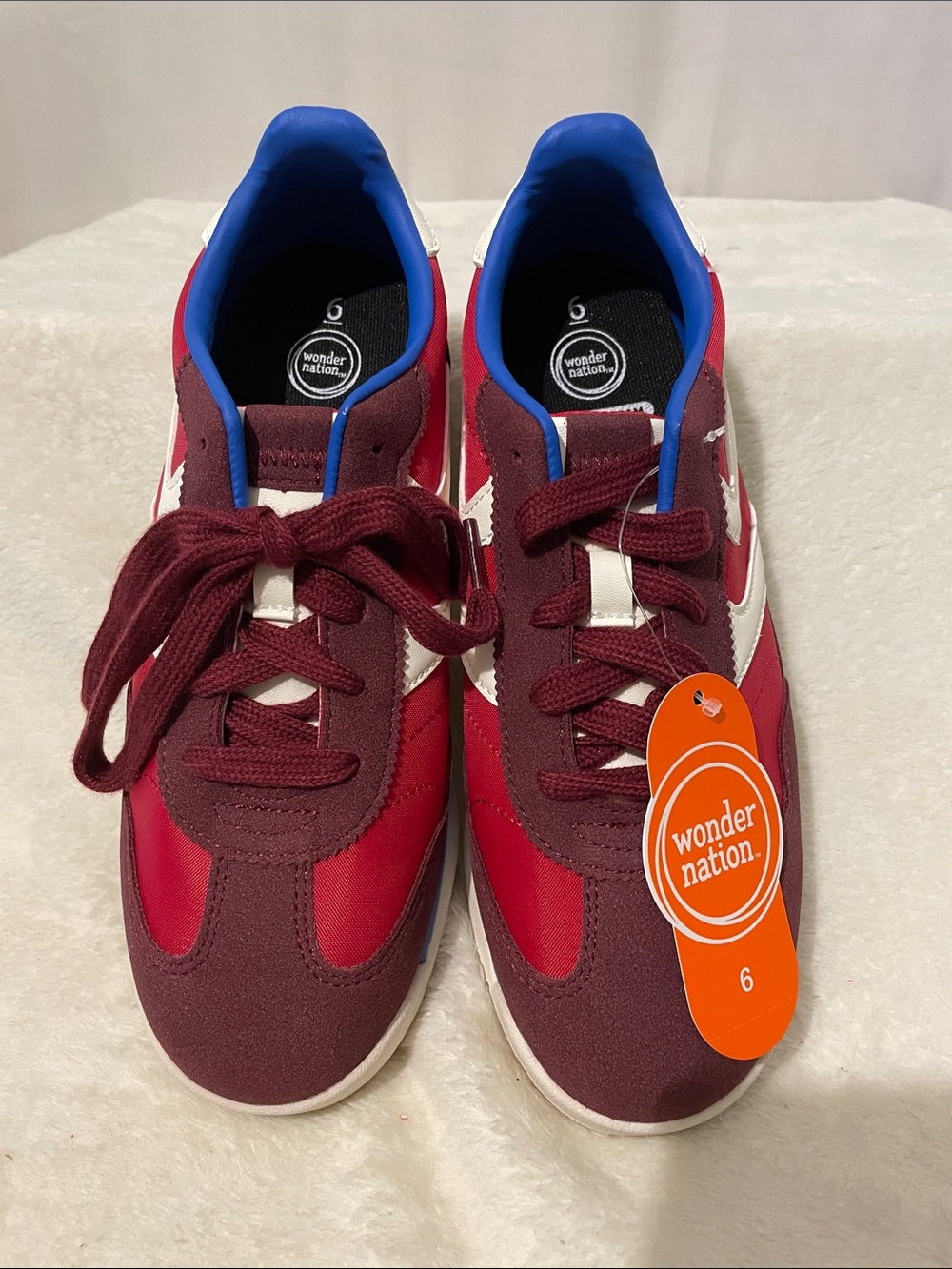wonder nation Burgundy, Red & White Kids' Athletic Sneakers